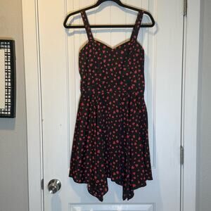 Bar III Black Dress with Red Apple Pattern
